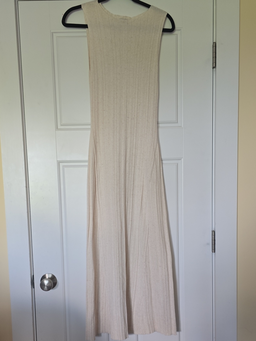 Sleeveless Ribbed Maxi Dress in Cream With Natural Flecks